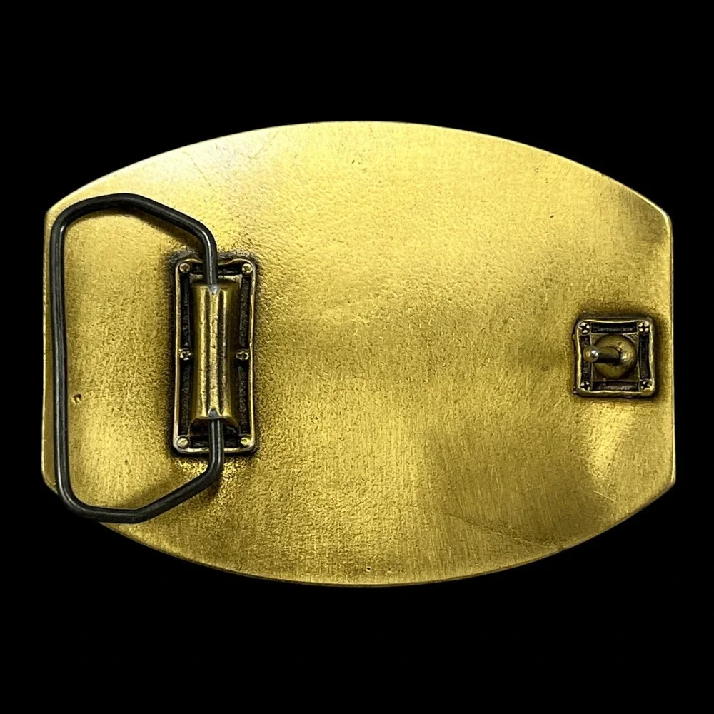 Belt Buckle Tribal Ram Horn Design Unbranded Gold Tone Textured Oval Hardware